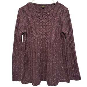Lee Women's Plum Cable Knit Long Sleeve Sweater Size Medium
